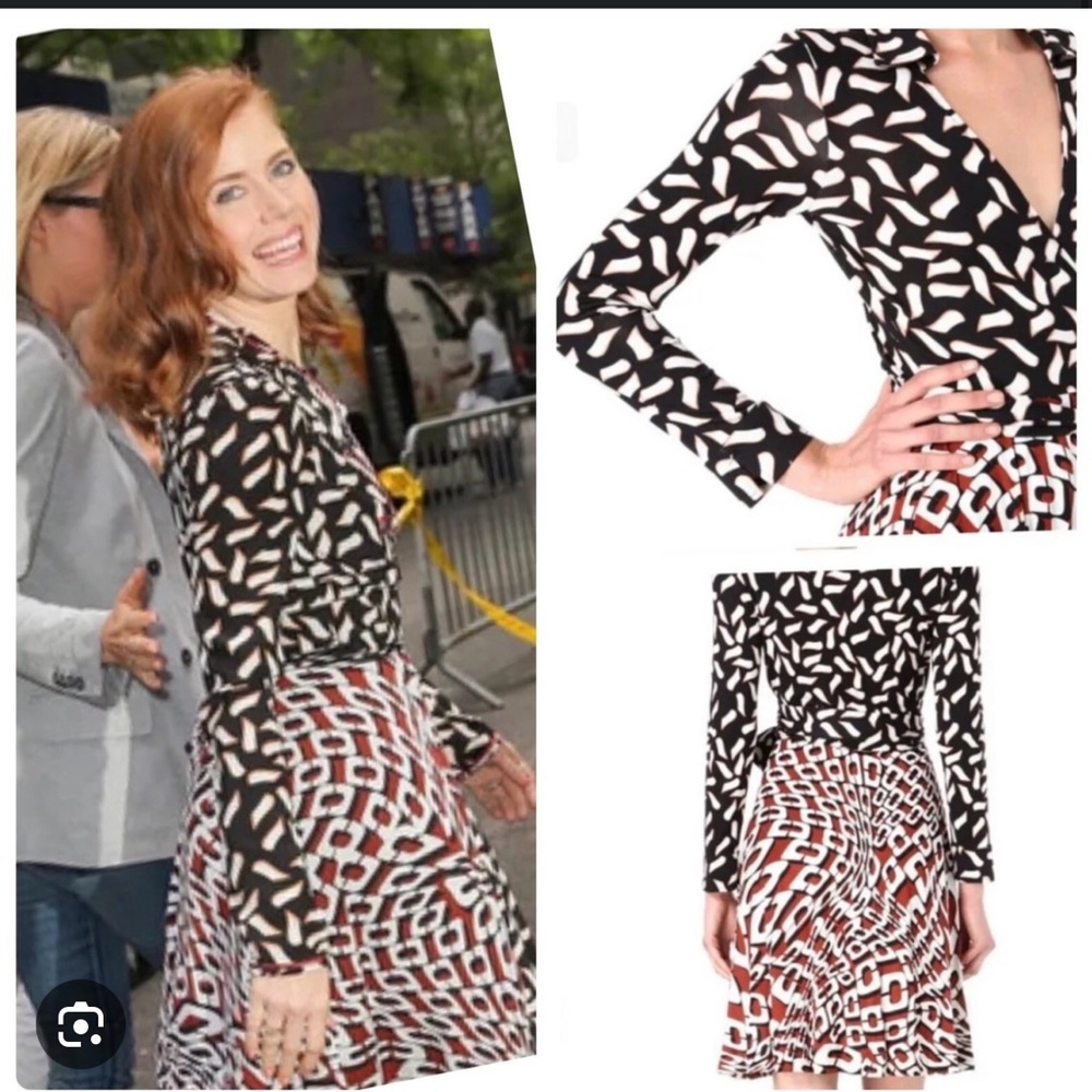 Diane von Furstenberg DVF Silk Chain Vicuna Wrap Dress - Size 6
